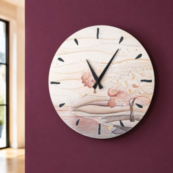 Cartapietra Orologio da parete rotondo moderno con bassorilievo con retro in legno massello Albero dei Sogni