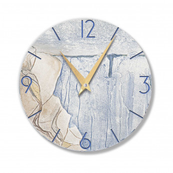 Cartapietra Orologio da parete rotondo piccolo con bassorilievo con retro in legno massello Acqua Preziosa