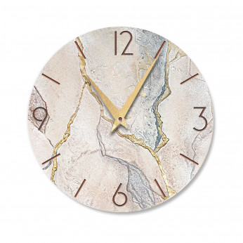 Cartapietra Orologio da parete rotondo piccolo con bassorilievo con retro in legno massello Tempo che Crea
