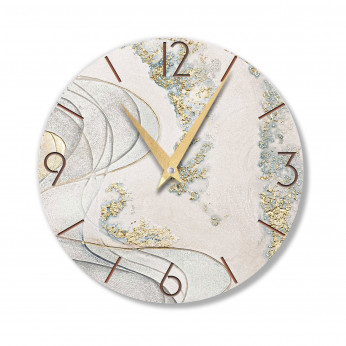 Cartapietra Orologio da parete rotondo grande con bassorilievo con retro in legno Tempo che Crea