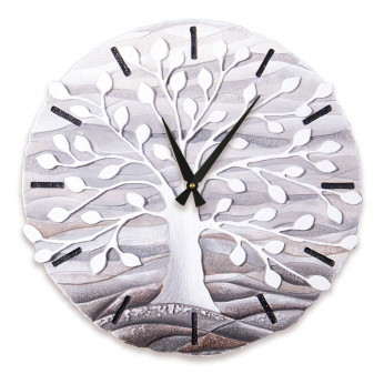 Cartapietra Orologio grande con bassorilievo con retro in legno massello Albero della Vita