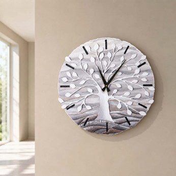 Cartapietra Orologio grande con bassorilievo con retro in legno massello Albero della Vita