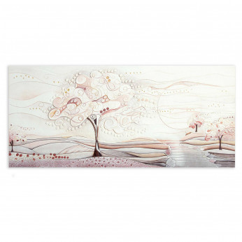 Cartapietra Quadro grande con bassorilievo dipinto a mano con retro in legno massello Albero dei Sogni
