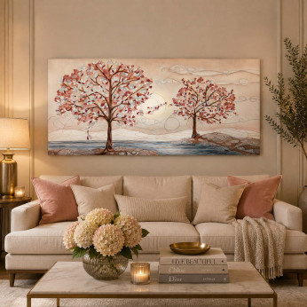Cartapietra Quadro grande con Bassorilievo dipinto a mano con retro in legno massello Anime gemelle
