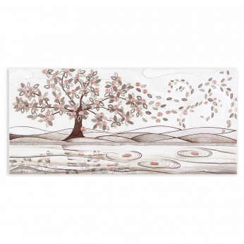 Cartapietra Quadro grande con Bassorilievo dipinto a mano con retro in legno massello Foglie al Vento