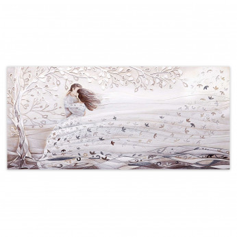 Cartapietra Quadro grande con bassorilievo dipinto a mano con retro in legno massello Tra Le Tue Braccia
