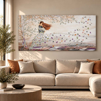 Cartapietra Quadro grande con bassorilievo dipinto a mano con retro in legno massello Tra Le Tue Braccia