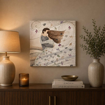 Cartapietra Quadro moderno con bassorilievo dipinto a mano con retro in legno massello Tra Le Tue Braccia