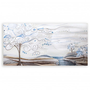 Cartapietra Quadro piccolo con bassorilievo dipinto a mano con retro in legno massello Albero dei Sogni