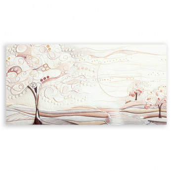 Cartapietra Quadro piccolo con bassorilievo dipinto a mano con retro in legno massello Albero dei Sogni