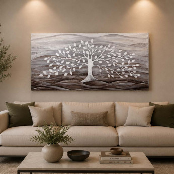 Cartapietra Quadro piccolo con bassorilievo dipinto a mano con retro in legno massello Albero della Vita