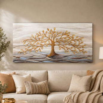 Cartapietra Quadro piccolo con bassorilievo dipinto a mano con retro in legno massello Albero della Vita