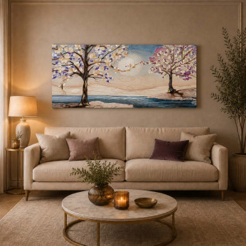 Cartapietra Quadro piccolo con Bassorilievo dipinto a mano con retro in legno massello Anime gemelle