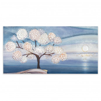 Cartapietra Quadro piccolo con bassorilievo dipinto a mano con retro in legno massello Posto Tranquillo