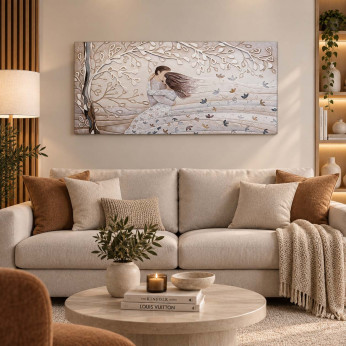 Cartapietra Quadro piccolo con bassorilievo dipinto a mano con retro in legno massello Tra Le Tue Braccia