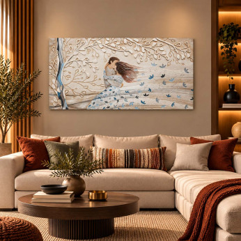 Cartapietra Quadro piccolo con bassorilievo dipinto a mano con retro in legno massello Tra Le Tue Braccia
