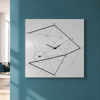 Design Object Orologio da parete minimalista con disegno a serigrafia geometrica "TIME LINE"