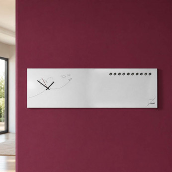 Design Object Orologio da parete per cucina con lavagna magnetica e "PAPER PLANE"