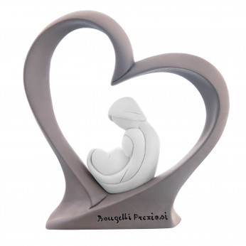 Bongelli Preziosi Scultura da tavolo con sacra famiglia bianco dentro ad un cuore colorato