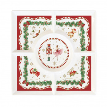 Easy Life Set aperitivo in porcellana a scomparti con decori natalizi Magie de Noel