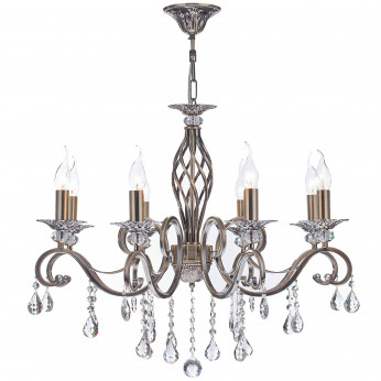 Maytoni Lampadario classico a 8 braccia con pendenti in cristallo e struttura in metallo Grace