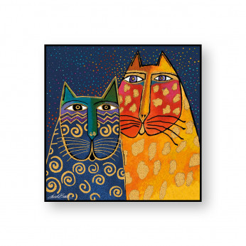 Egan Quadretto da parete in tela dipinto a mano Gatto Blu Laurel Burch