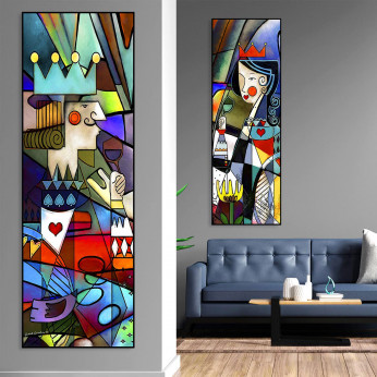 Egan Quadro astratto moderno in tela dipinta a mano "Regina" 50x150
