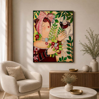 Egan Quadro moderno in tela dipinta a mano "La Miranda" 80x100 Le Pupazze