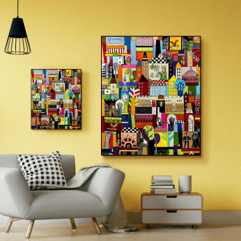 Egan Quadro su tela moderno “Nella mia Città” 100x120
