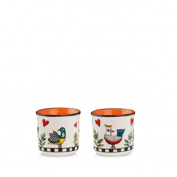 Egan Set 2 bicchieri in porcellana decorata dal design moderno Cocoricò