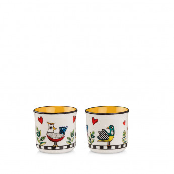 Egan Set 2 bicchieri in porcellana decorata dal design moderno Cocoricò