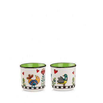 Egan Set 2 bicchieri in porcellana decorata dal design moderno Cocoricò