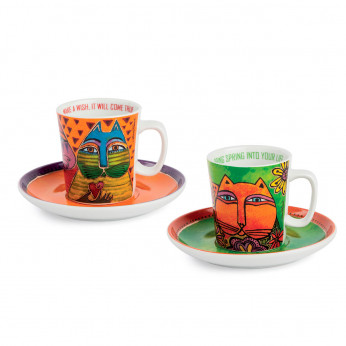 Egan Set 2 tazzine da caffè in ceramica decorata a mano Laurel Burch