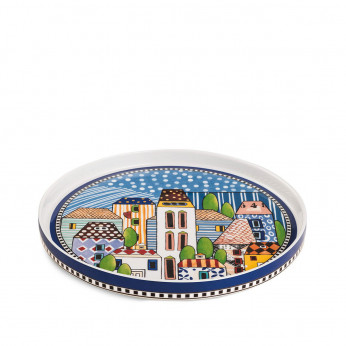 Egan Vassoio rotondo moderno in ceramica "Paese Mio" 