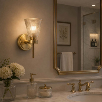 Elstead Lighting Applique a parete per bagno con diffusore moderno a LED G9 paralume in vetro Gunnislake