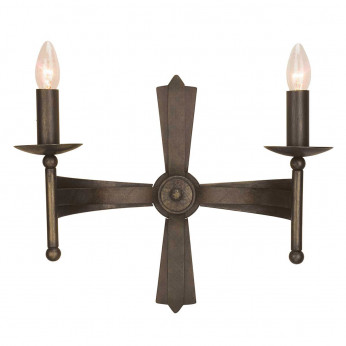 Elstead Lighting Applique da parete con struttura in acciaio dal design rustico con 2 diffusori Cromwell