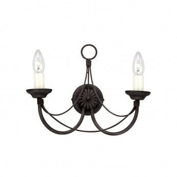 Elstead Lighting Applique da parete in acciaio con 2 lampadine dal design rustico Carisbrooke
