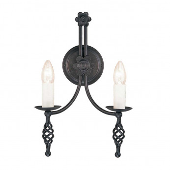 Elstead Lighting Applique da parete rustica con struttura in acciaio con doppio diffusore Belfry