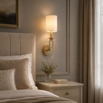 Elstead Lighting Applique moderna con struttura in acciaio e diffusore in tessuto Lemuria