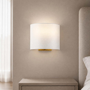Elstead Lighting Applique moderna media con struttura in acciaio e paralume in tessuto curvo Cooper