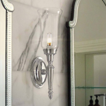 Elstead Lighting Applique per bagno con struttura in acciaio e diffusore in vetro Dryden