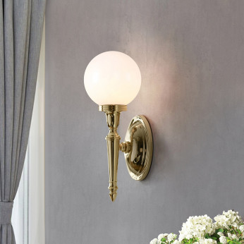 Elstead Lighting Applique per bagno con struttura in acciaio e diffusore in vetro opalino Dryden