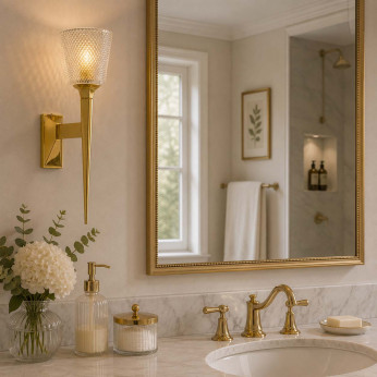 Elstead Lighting Applique per bagno struttura in acciaio e diffusore in vetro con led g9 Verity