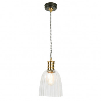 Elstead Lighting Lampada a sospensione moderna in acciaio con diffusore singolo in vetro Douille