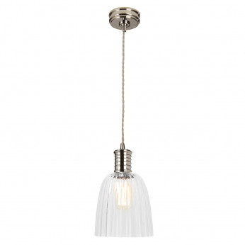 Elstead Lighting Lampada a sospensione moderna in acciaio con diffusore singolo in vetro Douille