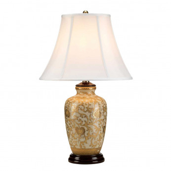 Elstead Lighting Lampada da tavolo dal design orientale in ceramica e paralume in tessuto Thistle