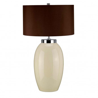 Elstead Lighting Lampada da tavolo moderna grande in ceramica con paralume in tessuto Victor