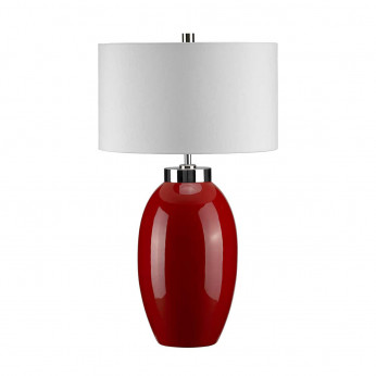 Elstead Lighting Lampada da tavolo moderna in ceramica con paralume in tessuto Victor