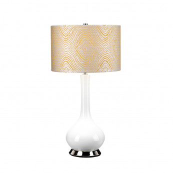 Elstead Lighting Lampada da tavolo moderna in ceramica e base in acciaio con paralume in tessuto Milo