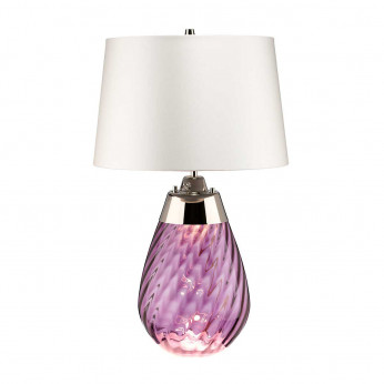 Elstead Lighting Lampada da tavolo piccola moderna base in vetro e paralume in tessuto Lena